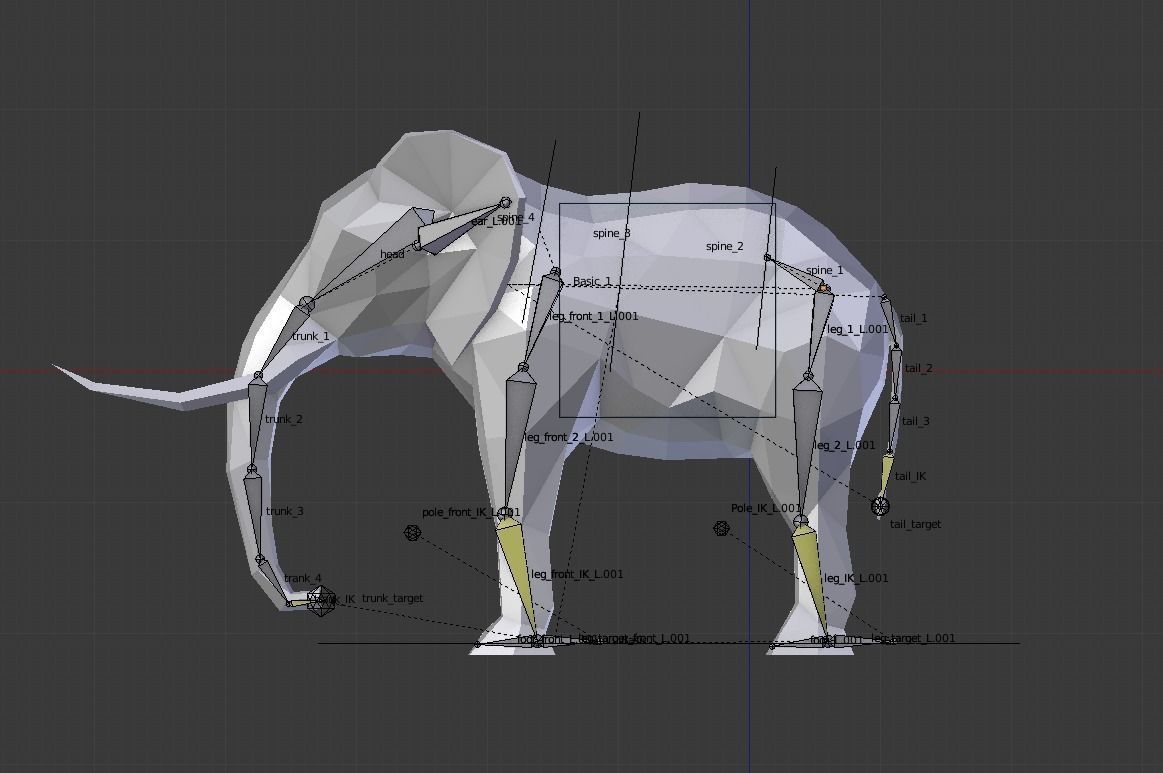 Low-poly Elephant with tusks Low-poly 3D model_6