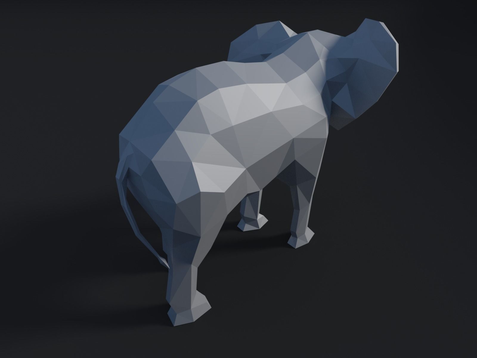 Low-poly Elephant with tusks Low-poly 3D model_4
