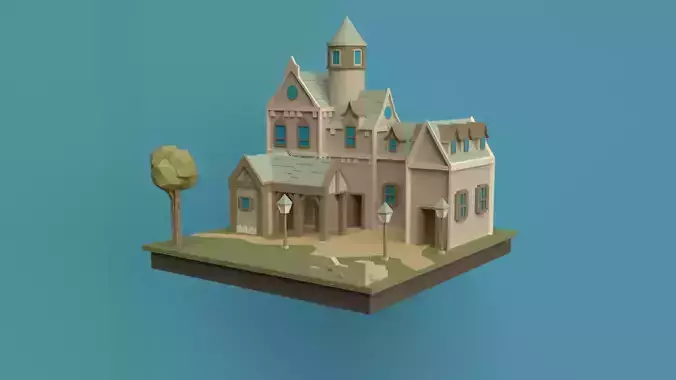low poly castle