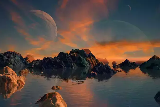 Alien Planet Sci-Fi Fantasy Scenery 3D model