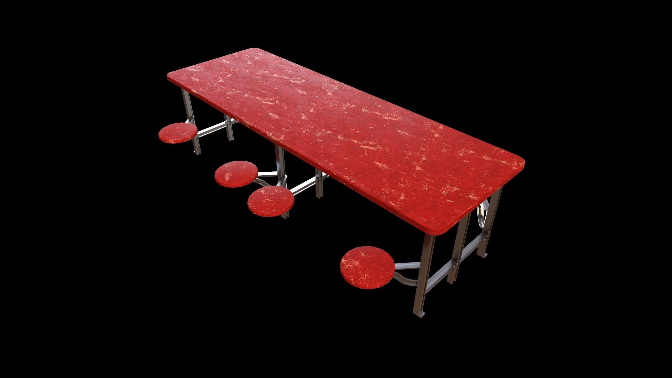 Cafeteria Table - PBR - Dirty Textured Low-poly 3D model_5