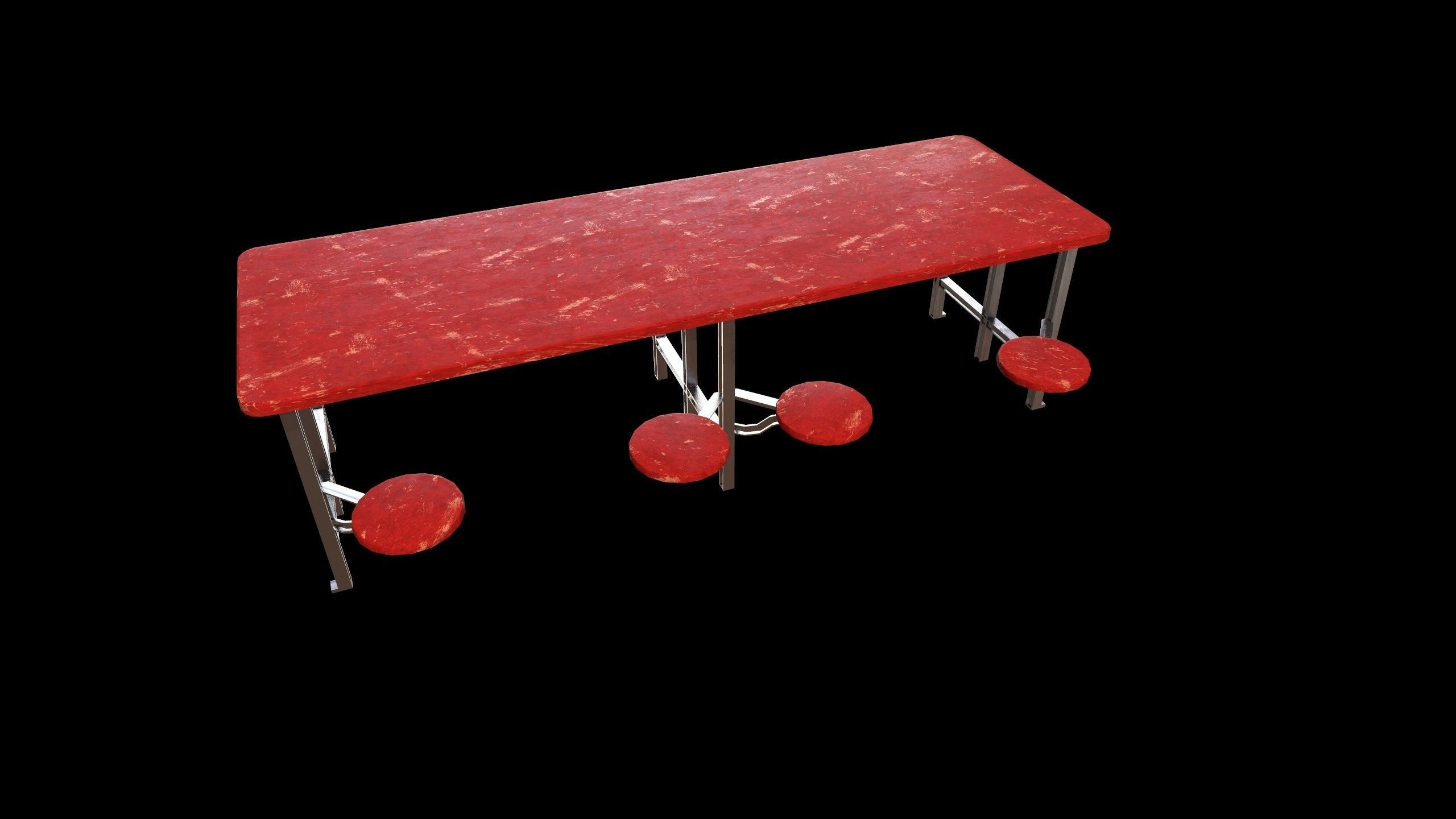 Cafeteria Table - PBR - Dirty Textured Low-poly 3D model_3