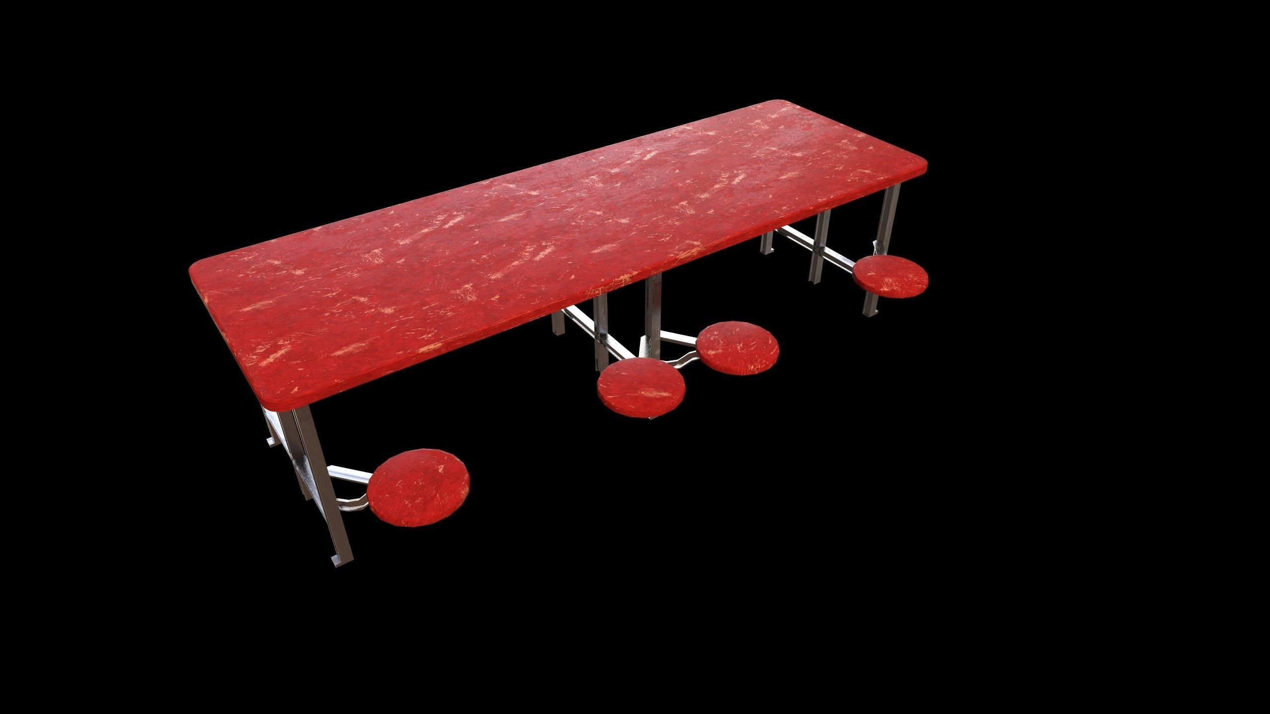 Cafeteria Table - PBR - Dirty Textured Low-poly 3D model_8