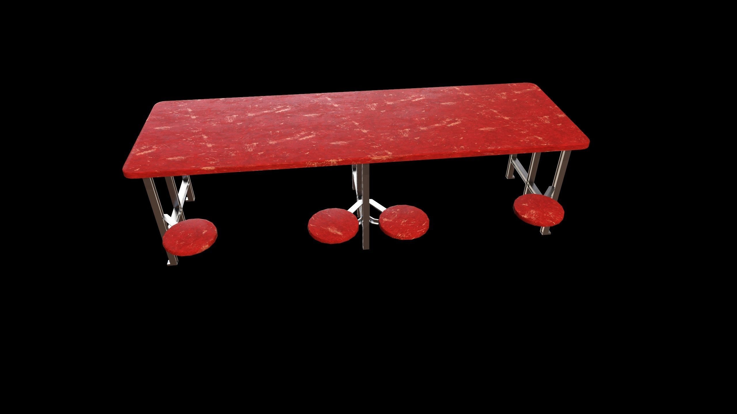 Cafeteria Table - PBR - Dirty Textured Low-poly 3D model_6