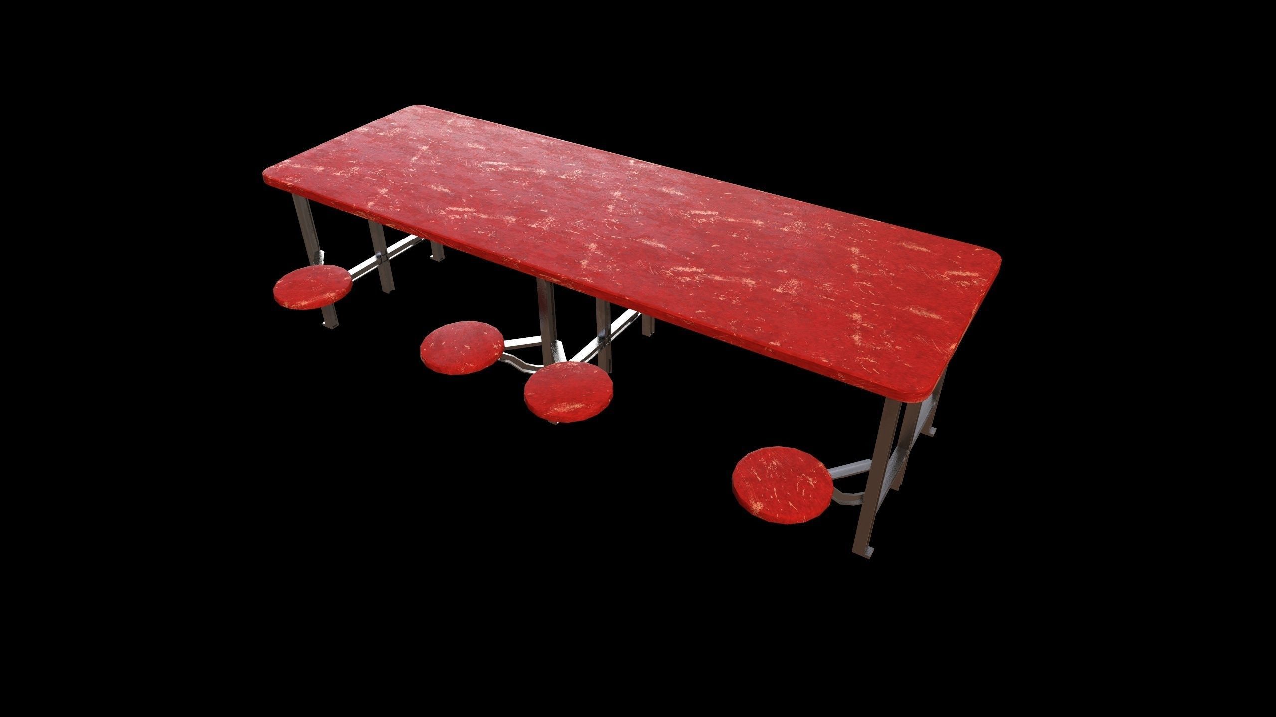 Cafeteria Table - PBR - Dirty Textured Low-poly 3D model_2