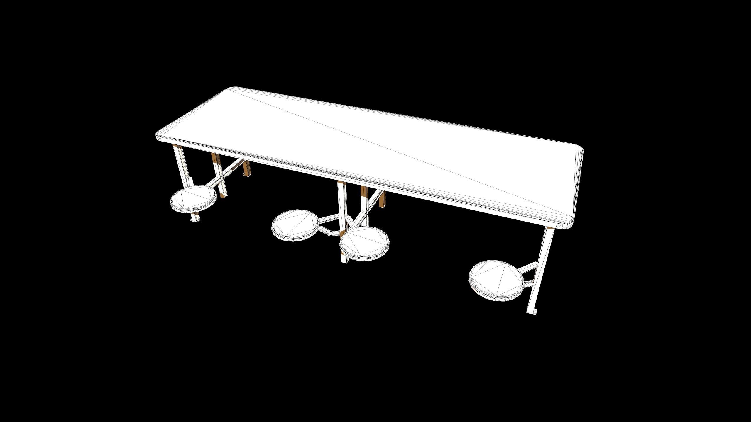 Cafeteria Table Low-poly 3D model_7