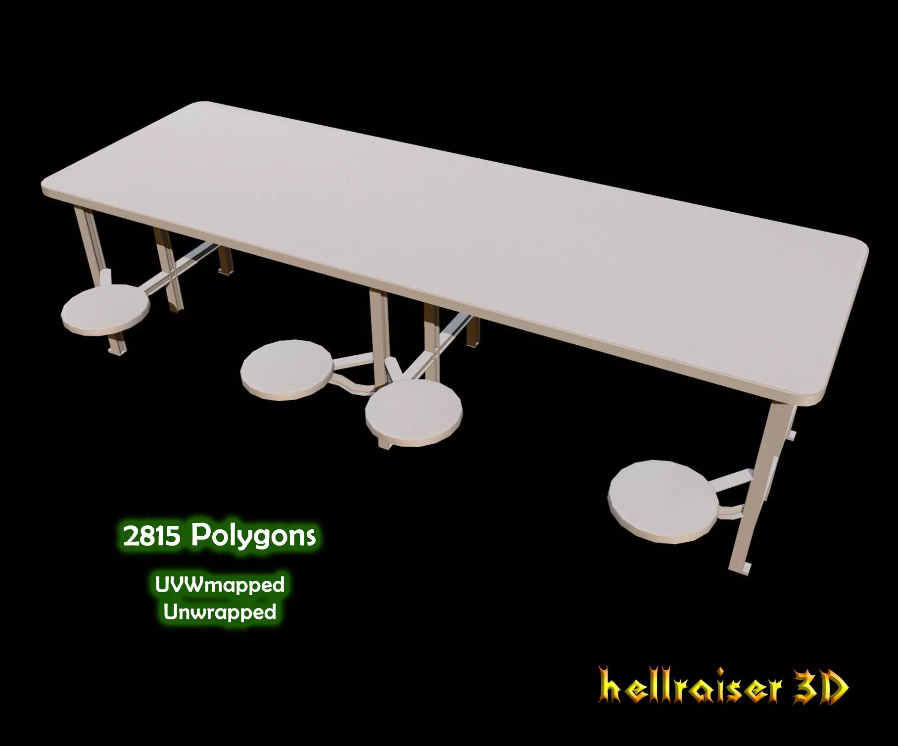 Cafeteria Table Low-poly 3D model_0