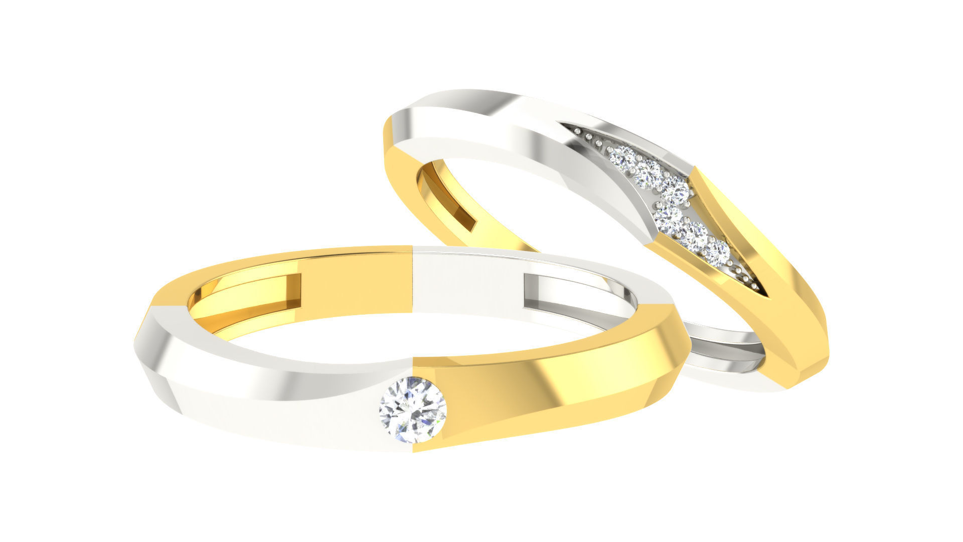 90 Couple Bands Engagement Wedding Ring cad 3dm render details 3D print model_63
