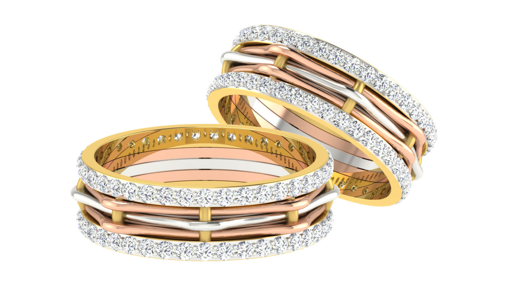 90 Couple Bands Engagement Wedding Ring cad 3dm render details 3D print model_35