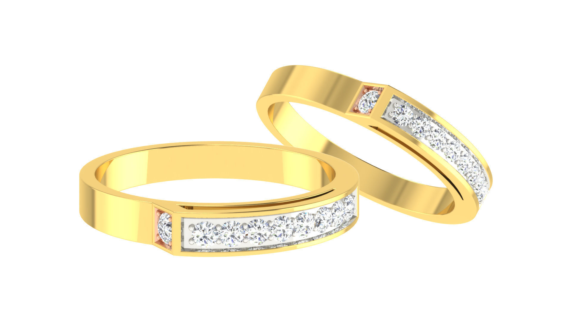 90 Couple Bands Engagement Wedding Ring cad 3dm render details 3D print model_15