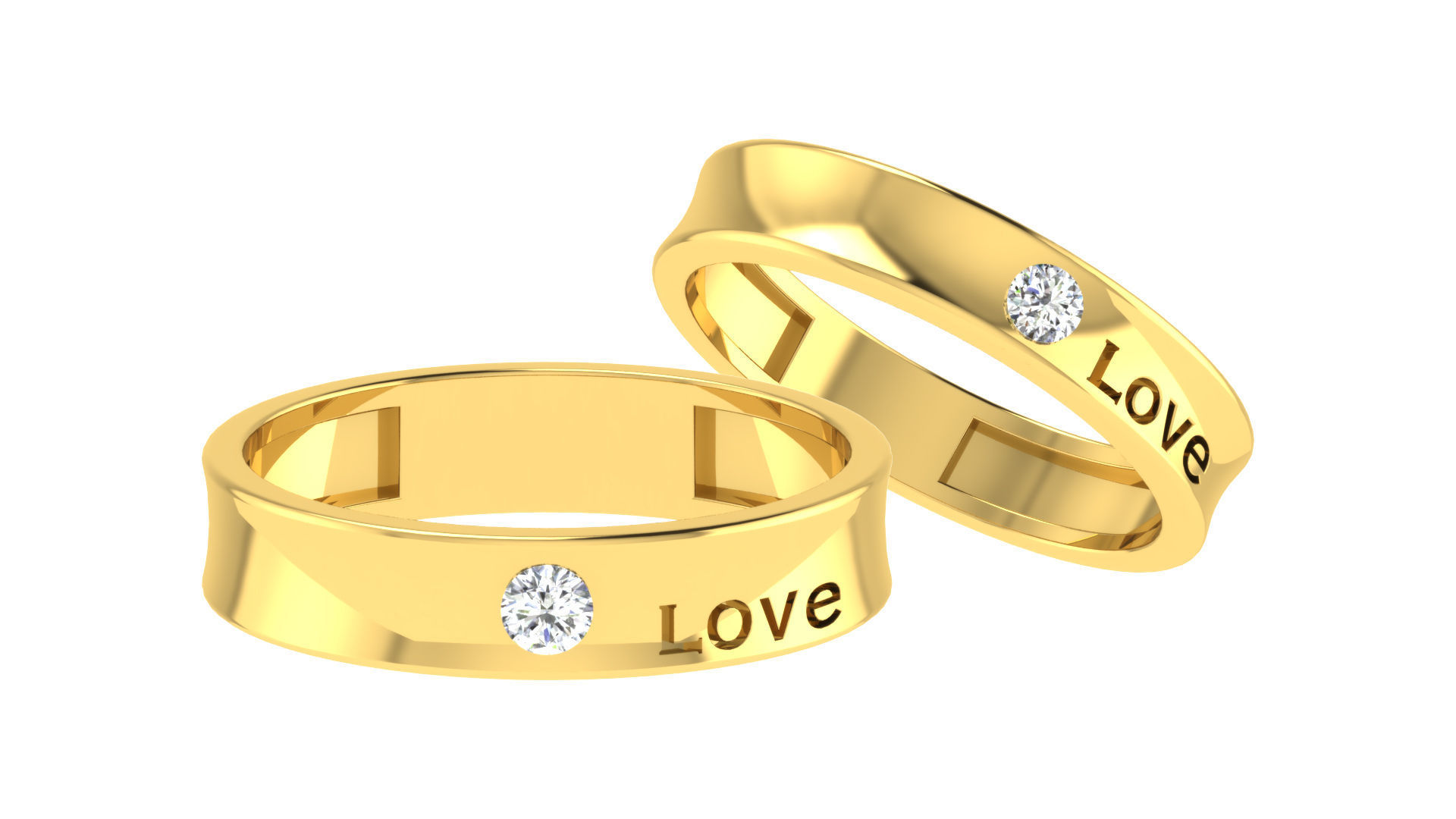 90 Couple Bands Engagement Wedding Ring cad 3dm render details 3D print model_46