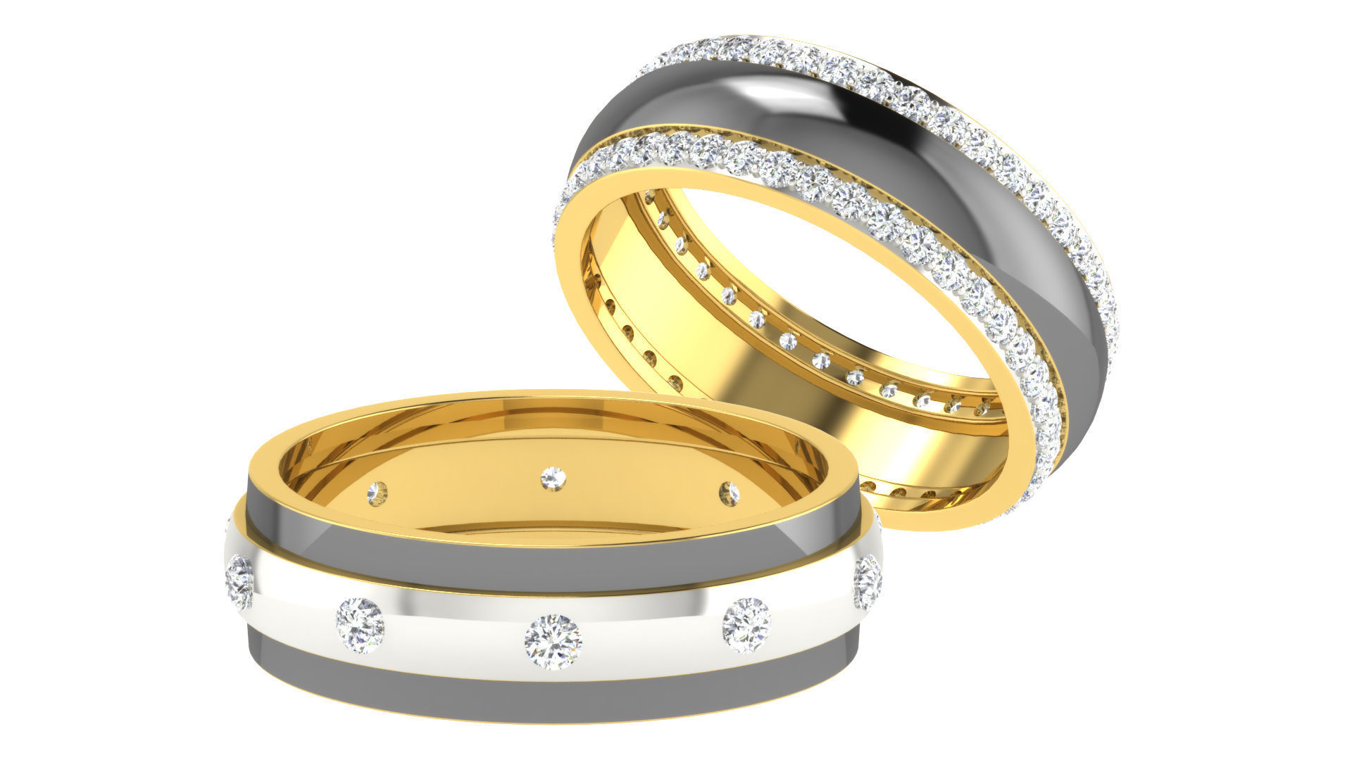 90 Couple Bands Engagement Wedding Ring cad 3dm render details 3D print model_34