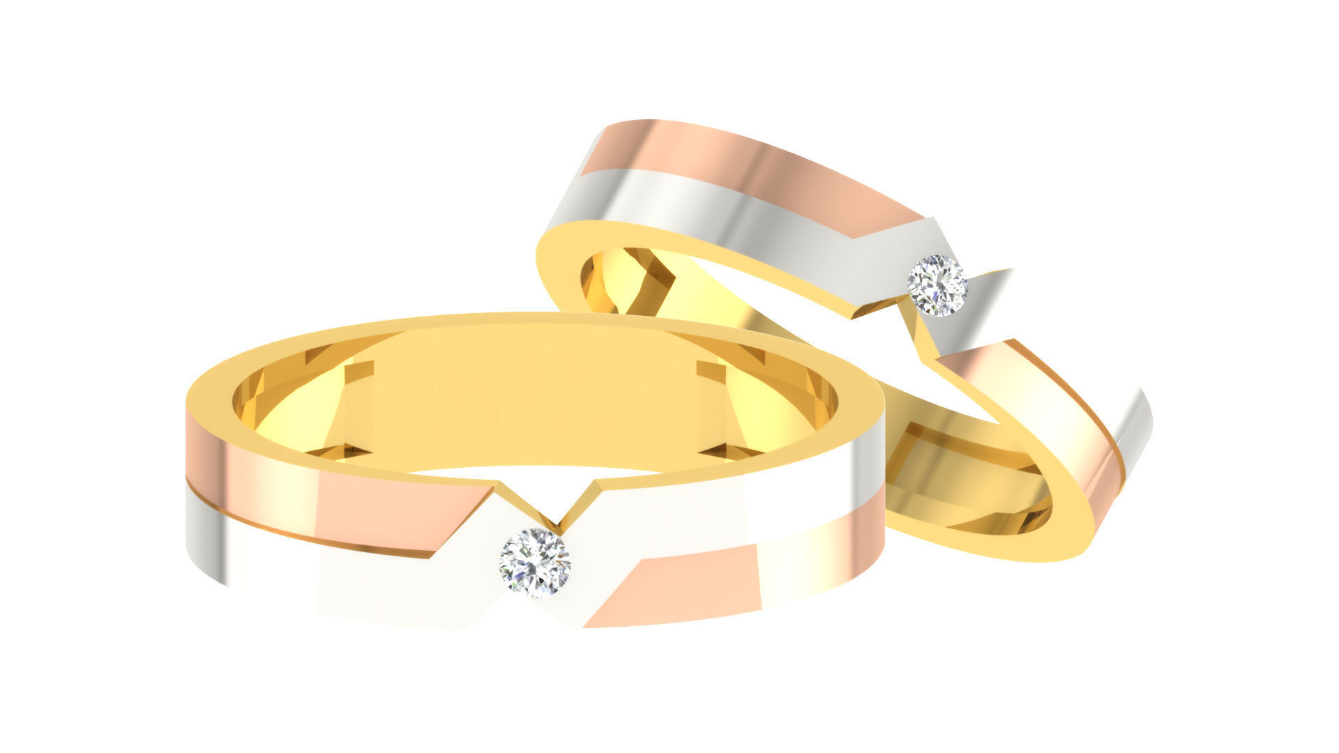 90 Couple Bands Engagement Wedding Ring cad 3dm render details 3D print model_31