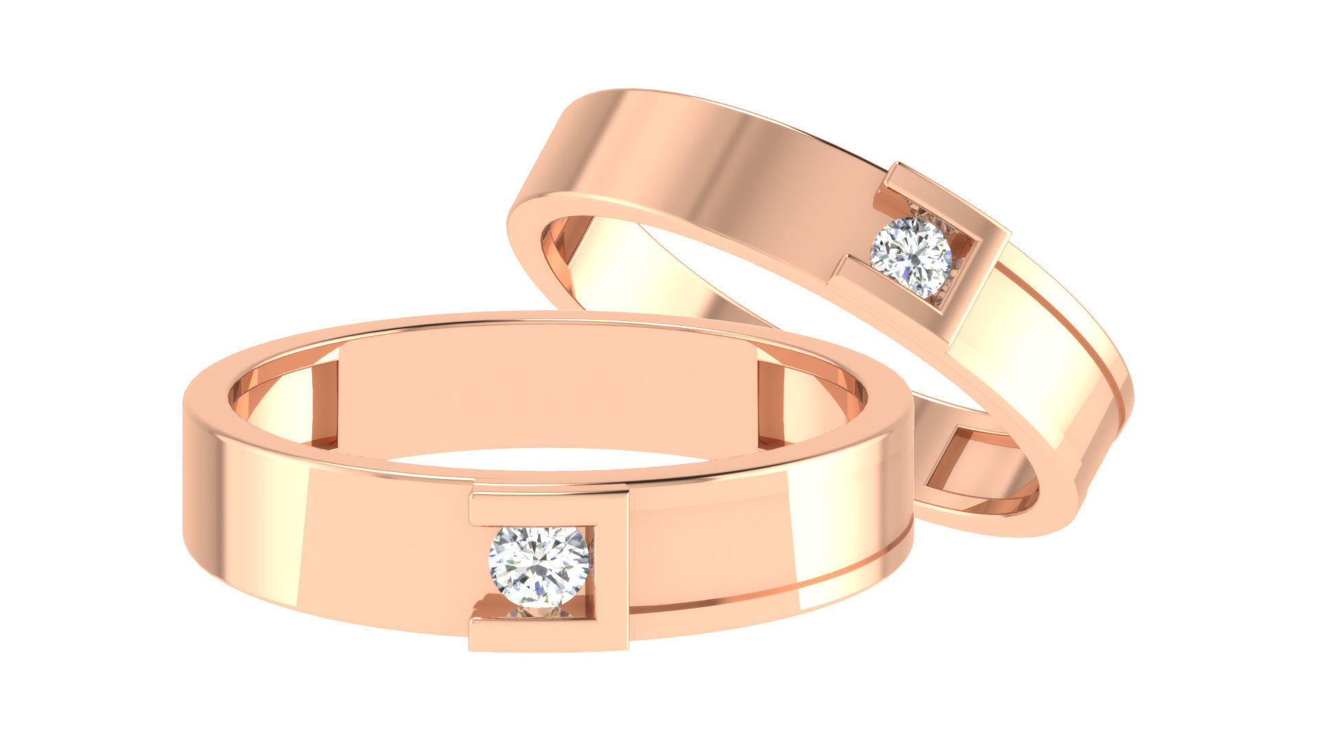 90 Couple Bands Engagement Wedding Ring cad 3dm render details 3D print model_99