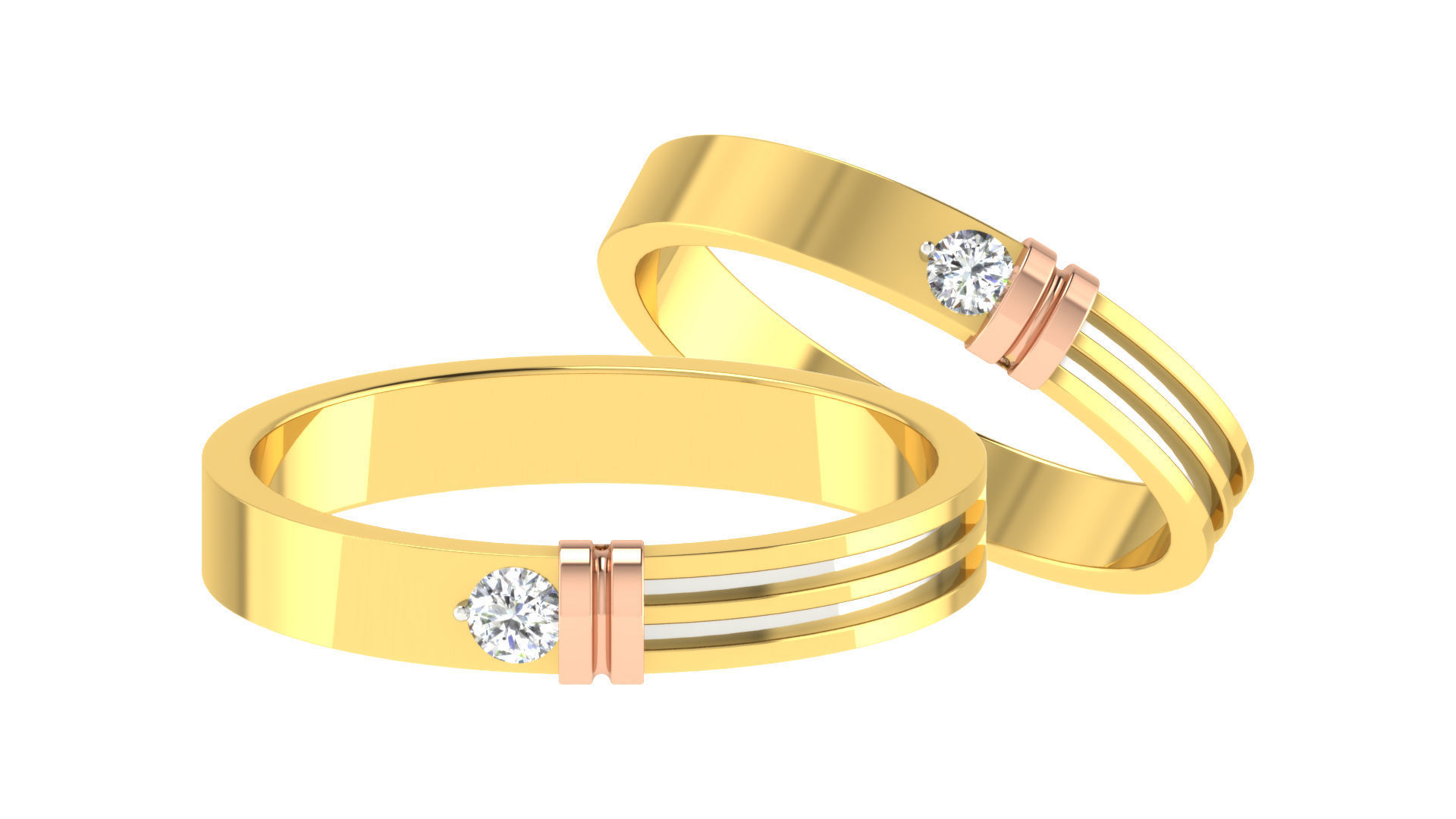 90 Couple Bands Engagement Wedding Ring cad 3dm render details 3D print model_68