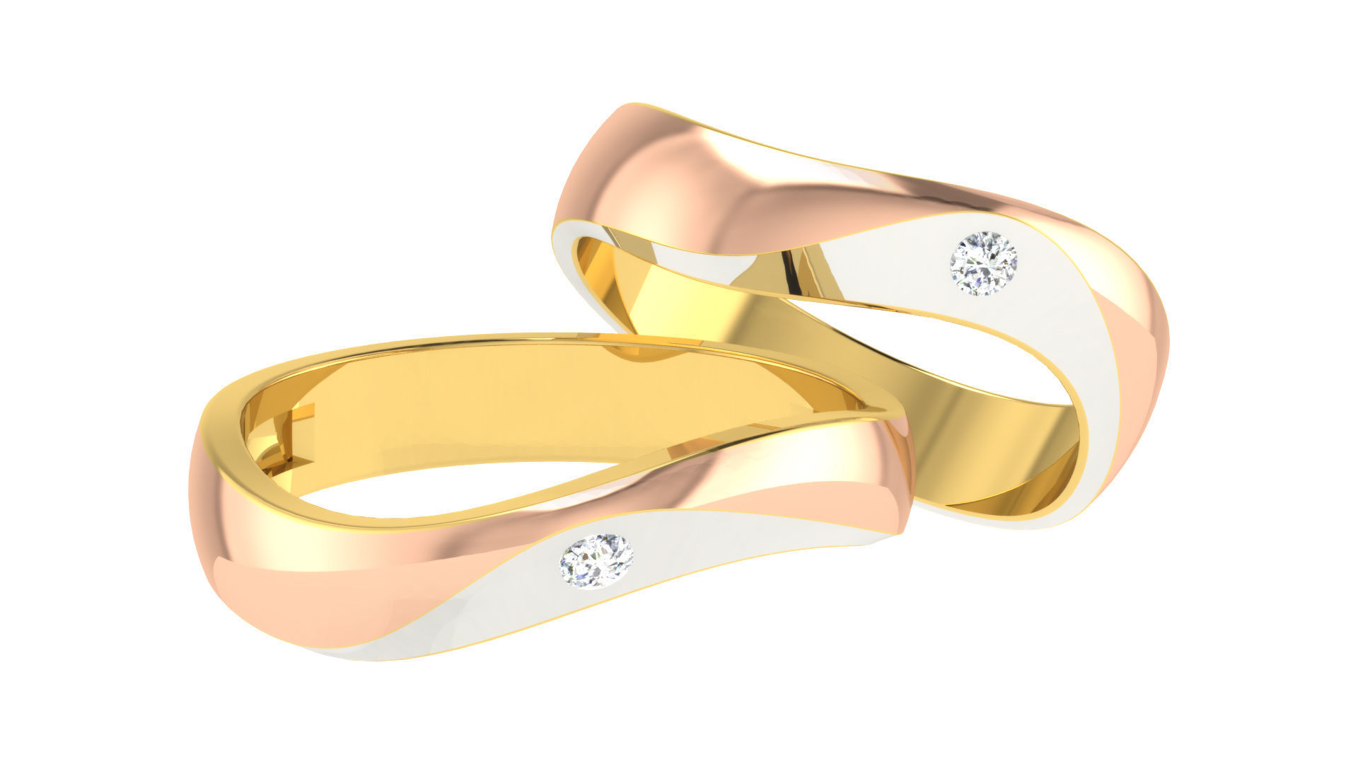 90 Couple Bands Engagement Wedding Ring cad 3dm render details 3D print model_57