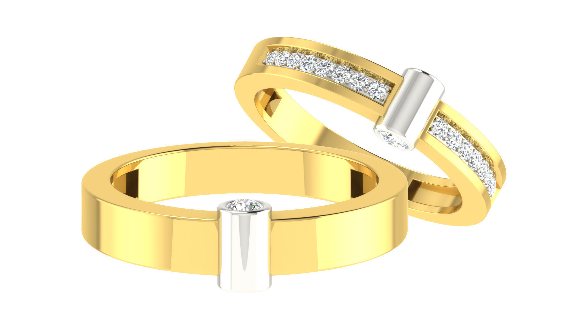 90 Couple Bands Engagement Wedding Ring cad 3dm render details 3D print model_22