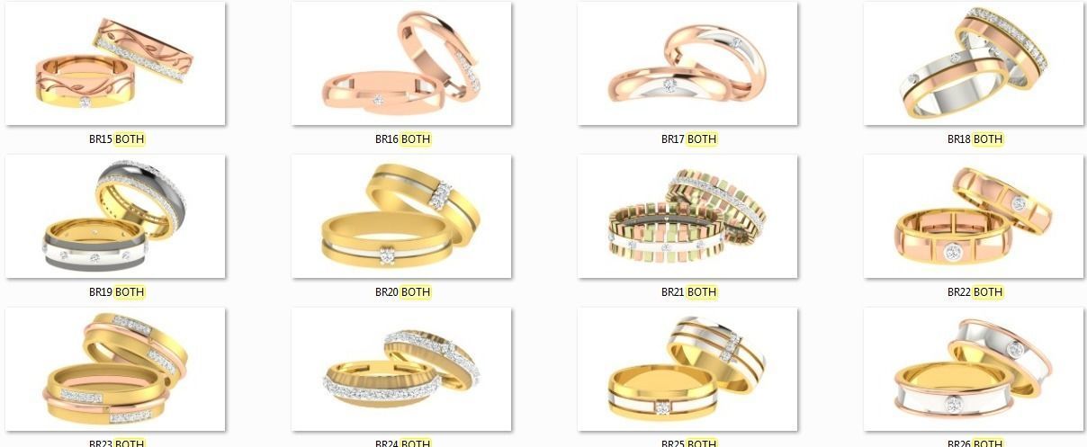 90 Couple Bands Engagement Wedding Ring cad 3dm render details 3D print model_2