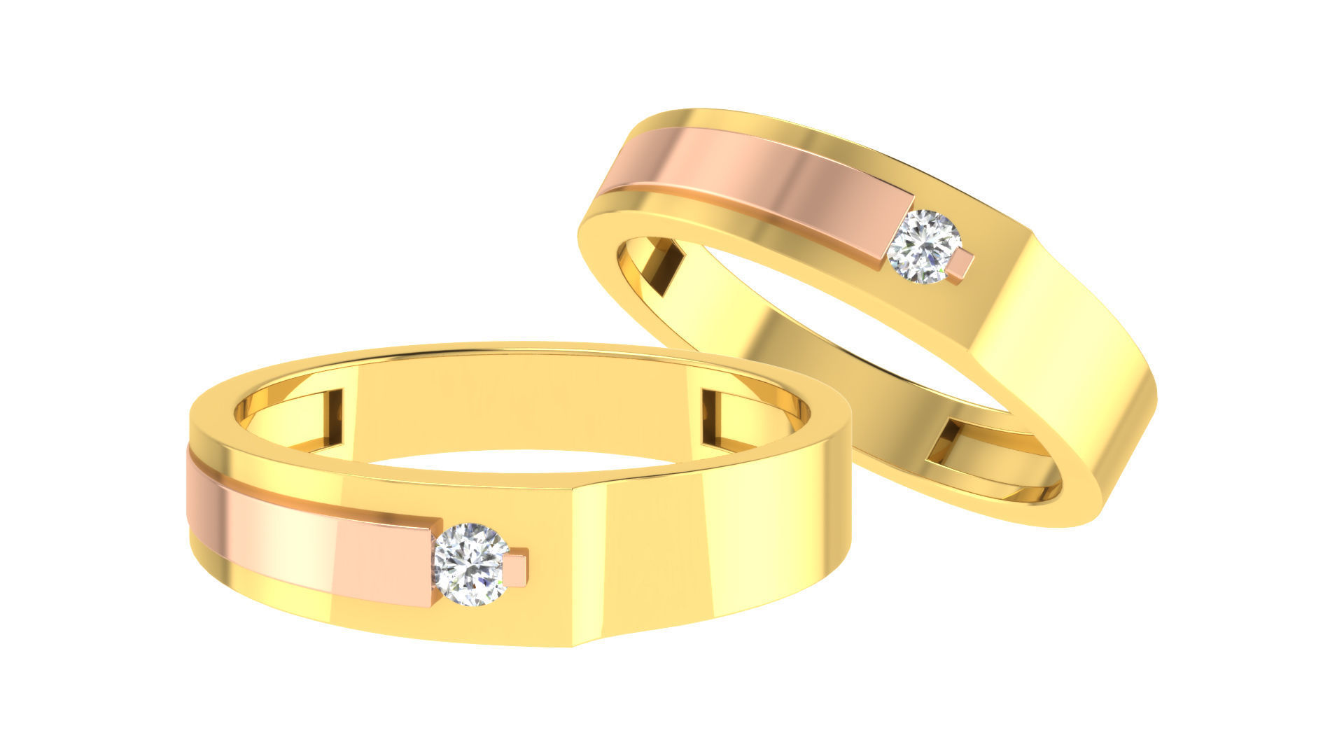 90 Couple Bands Engagement Wedding Ring cad 3dm render details 3D print model_43