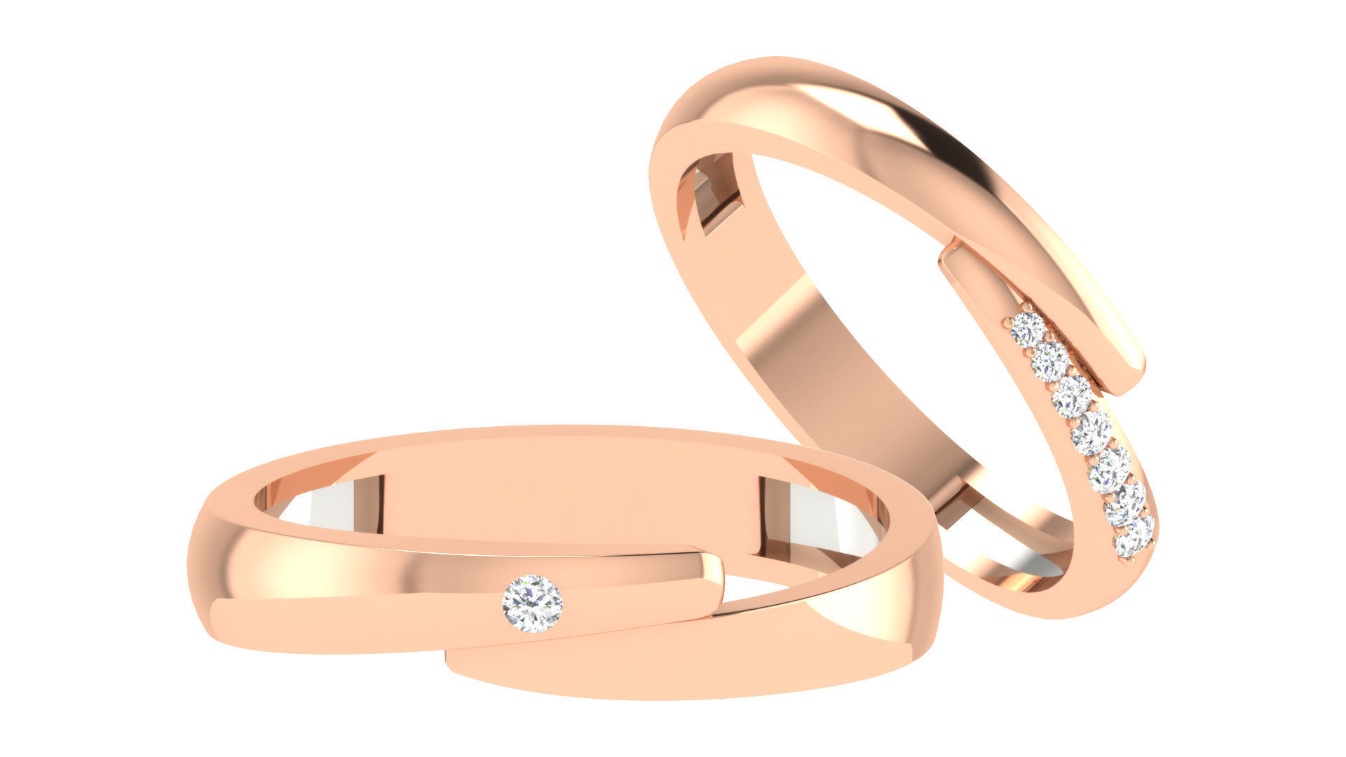 90 Couple Bands Engagement Wedding Ring cad 3dm render details 3D print model_32