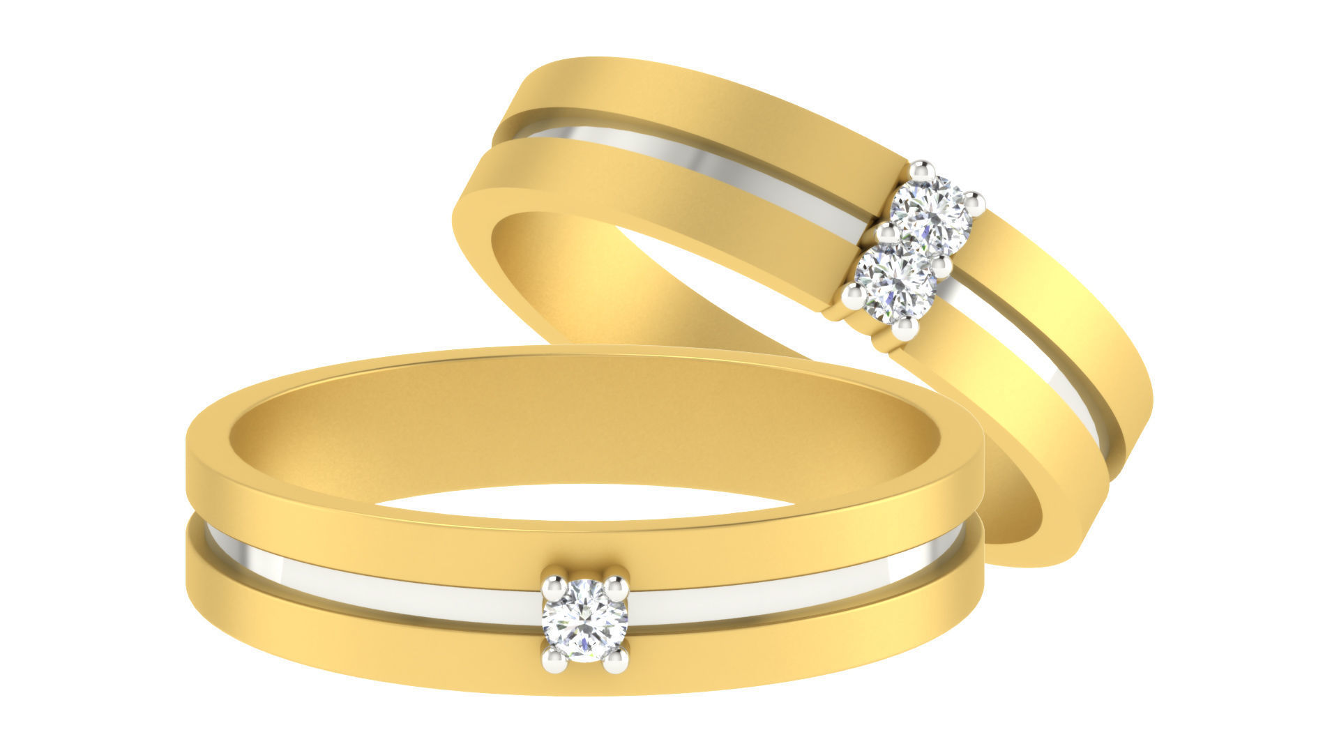 90 Couple Bands Engagement Wedding Ring cad 3dm render details 3D print model_17