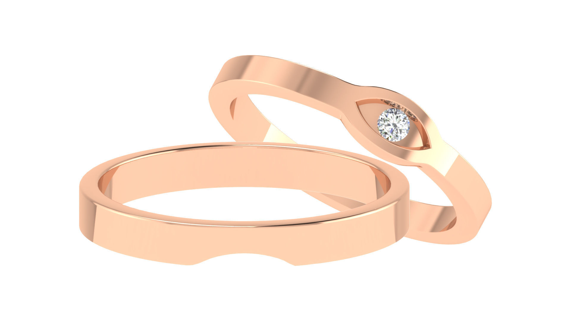 90 Couple Bands Engagement Wedding Ring cad 3dm render details 3D print model_89