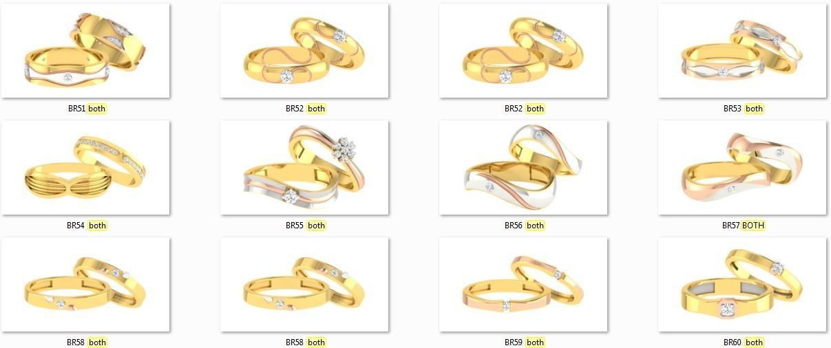 90 Couple Bands Engagement Wedding Ring cad 3dm render details 3D print model_5