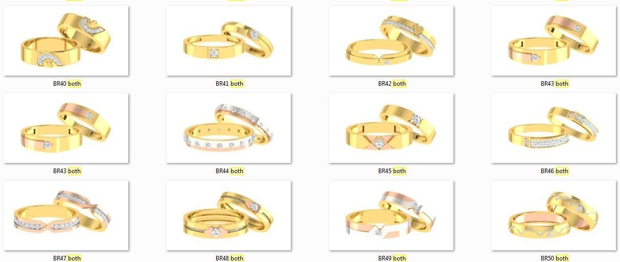 90 Couple Bands Engagement Wedding Ring cad 3dm render details 3D print model_4