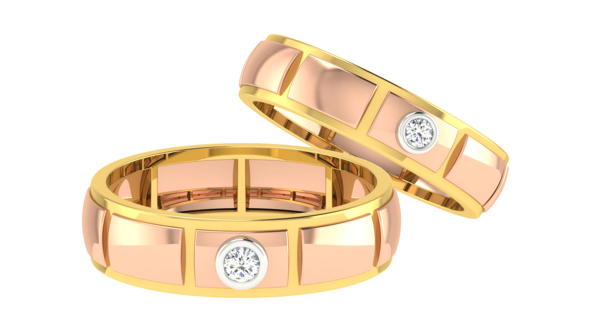 90 Couple Bands Engagement Wedding Ring cad 3dm render details 3D print model_36