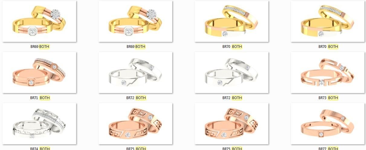 90 Couple Bands Engagement Wedding Ring cad 3dm render details 3D print model_7