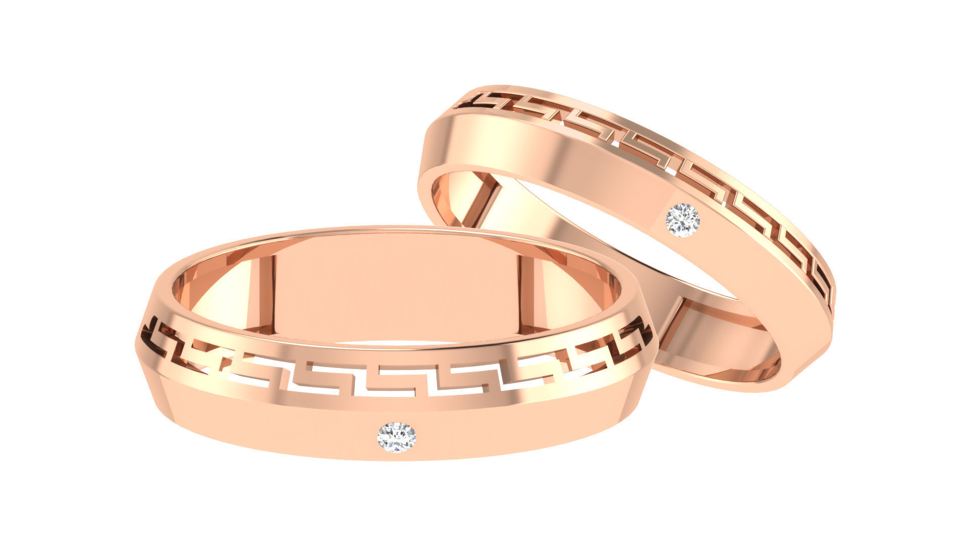 90 Couple Bands Engagement Wedding Ring cad 3dm render details 3D print model_92
