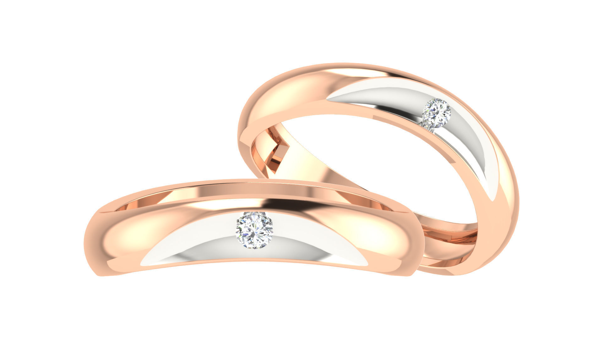 90 Couple Bands Engagement Wedding Ring cad 3dm render details 3D print model_37