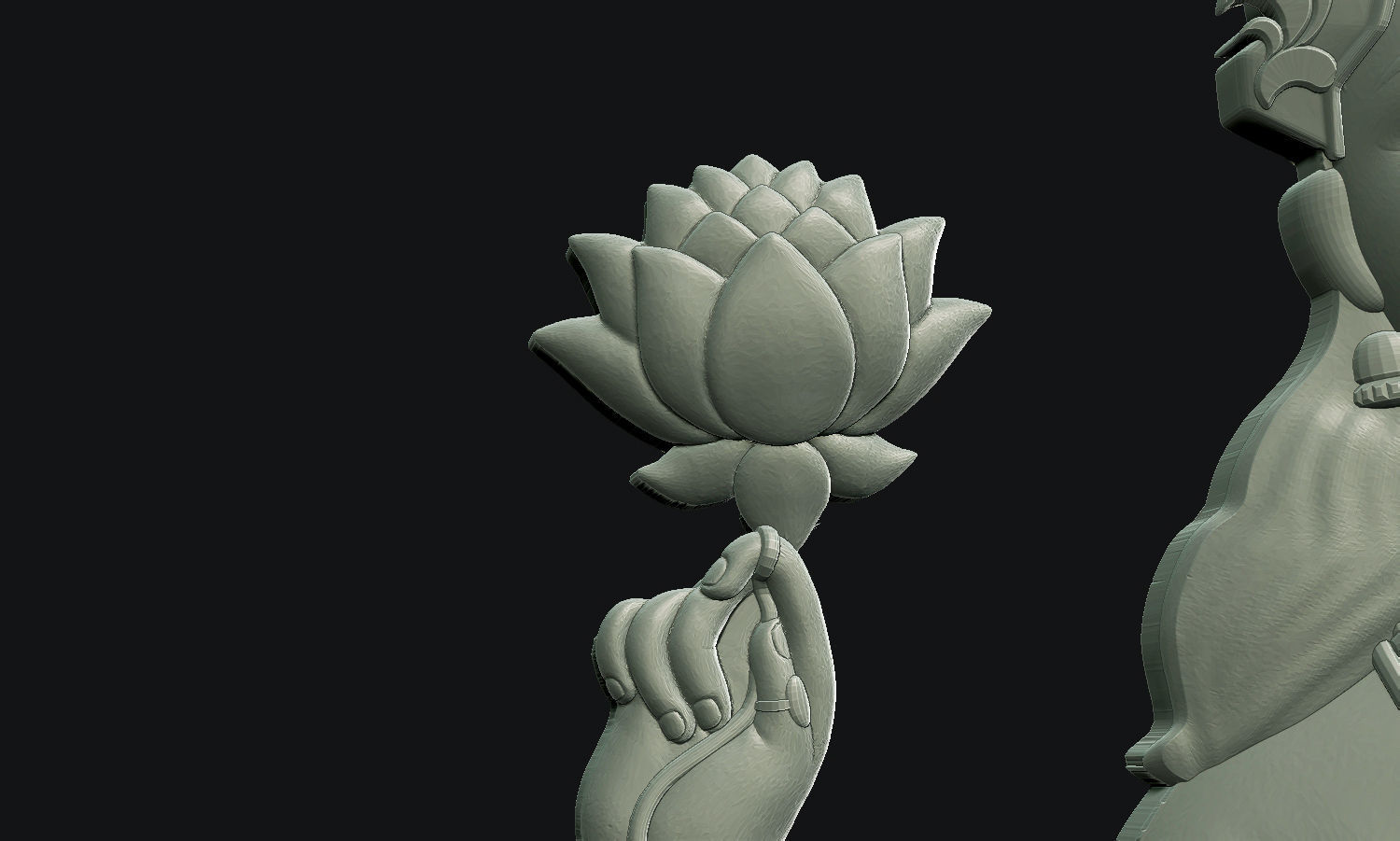 Goddess Laxmi Bas relief 3D print model_8