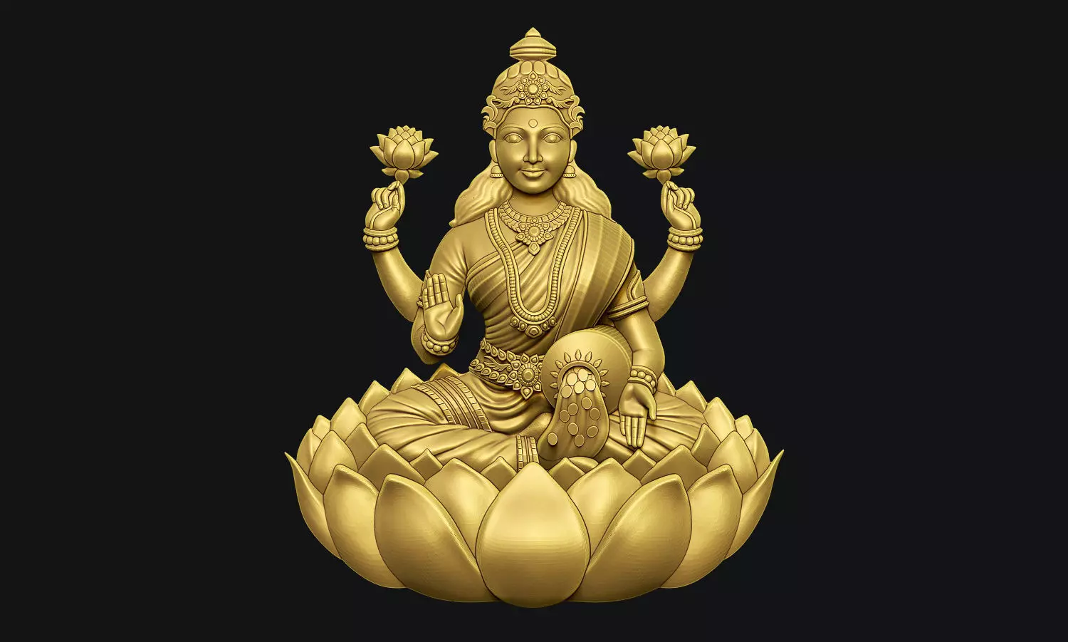Goddess Laxmi Bas relief 3D print model_0