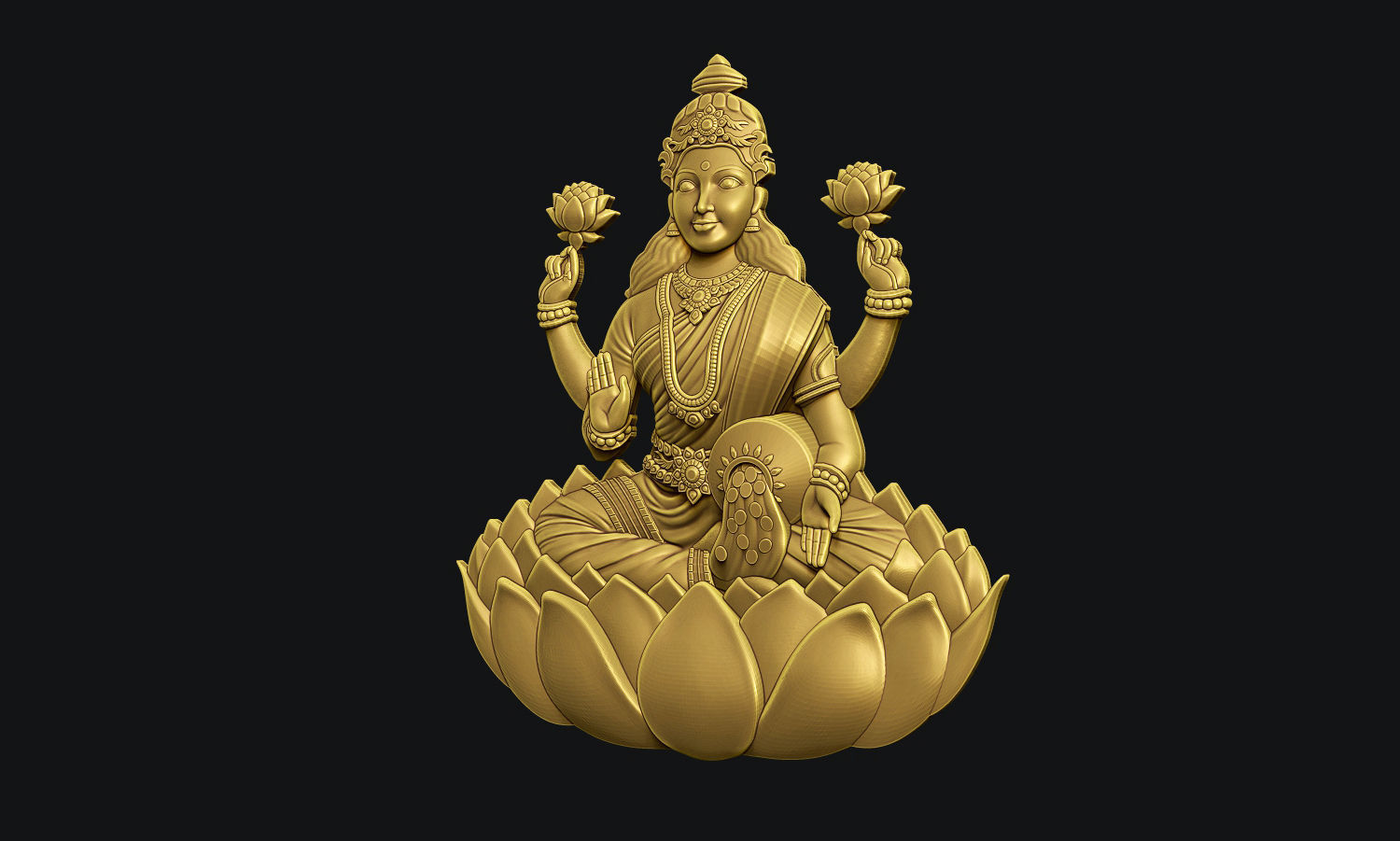Goddess Laxmi Bas relief 3D print model_4