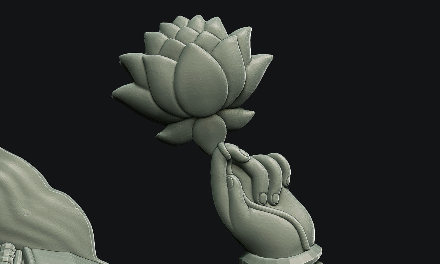 Goddess Laxmi Bas relief 3D print model_9