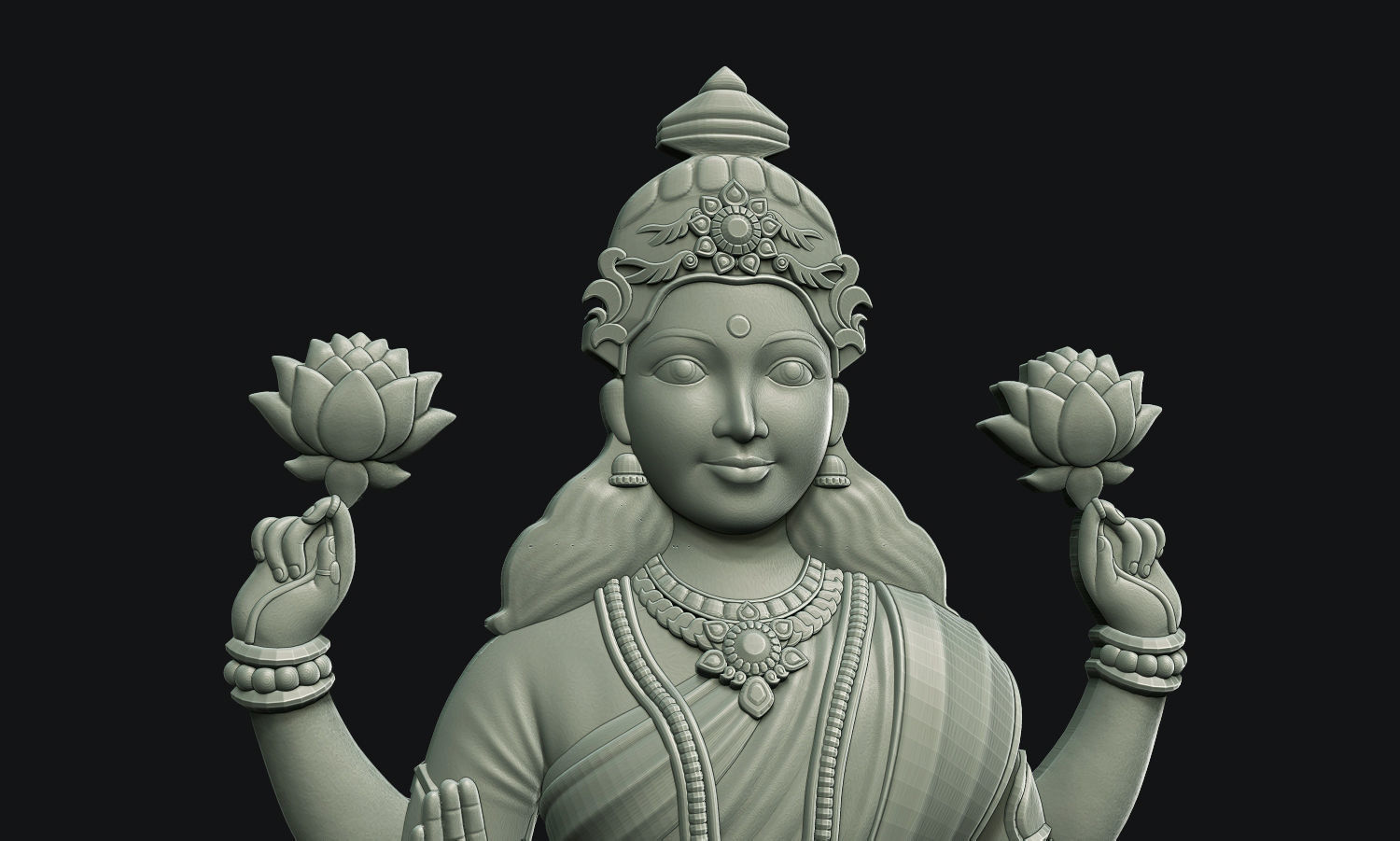 Goddess Laxmi Bas relief 3D print model_6