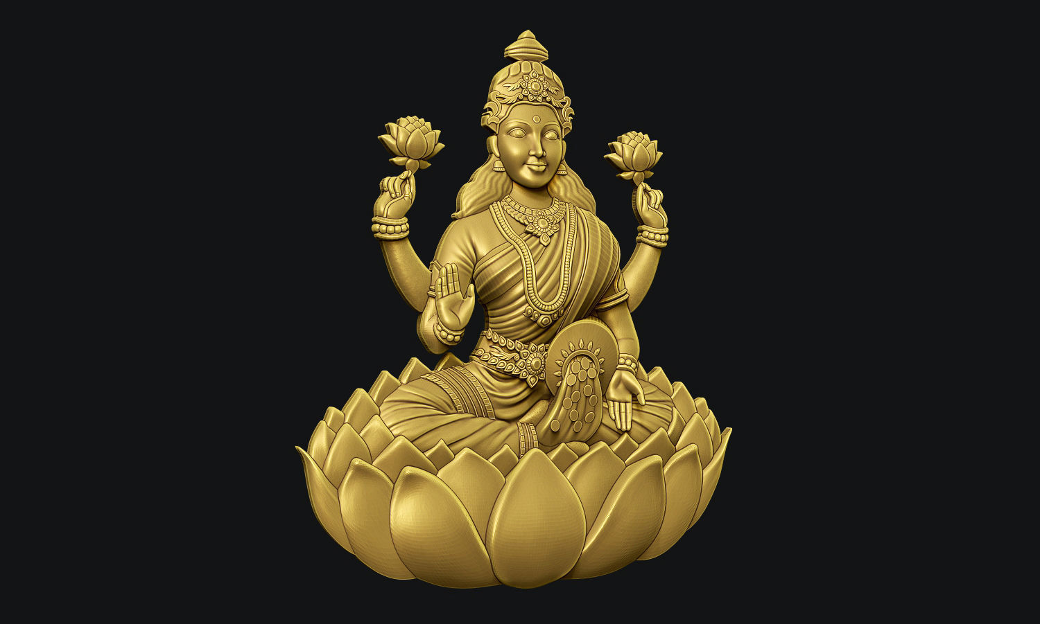 Goddess Laxmi Bas relief 3D print model_1