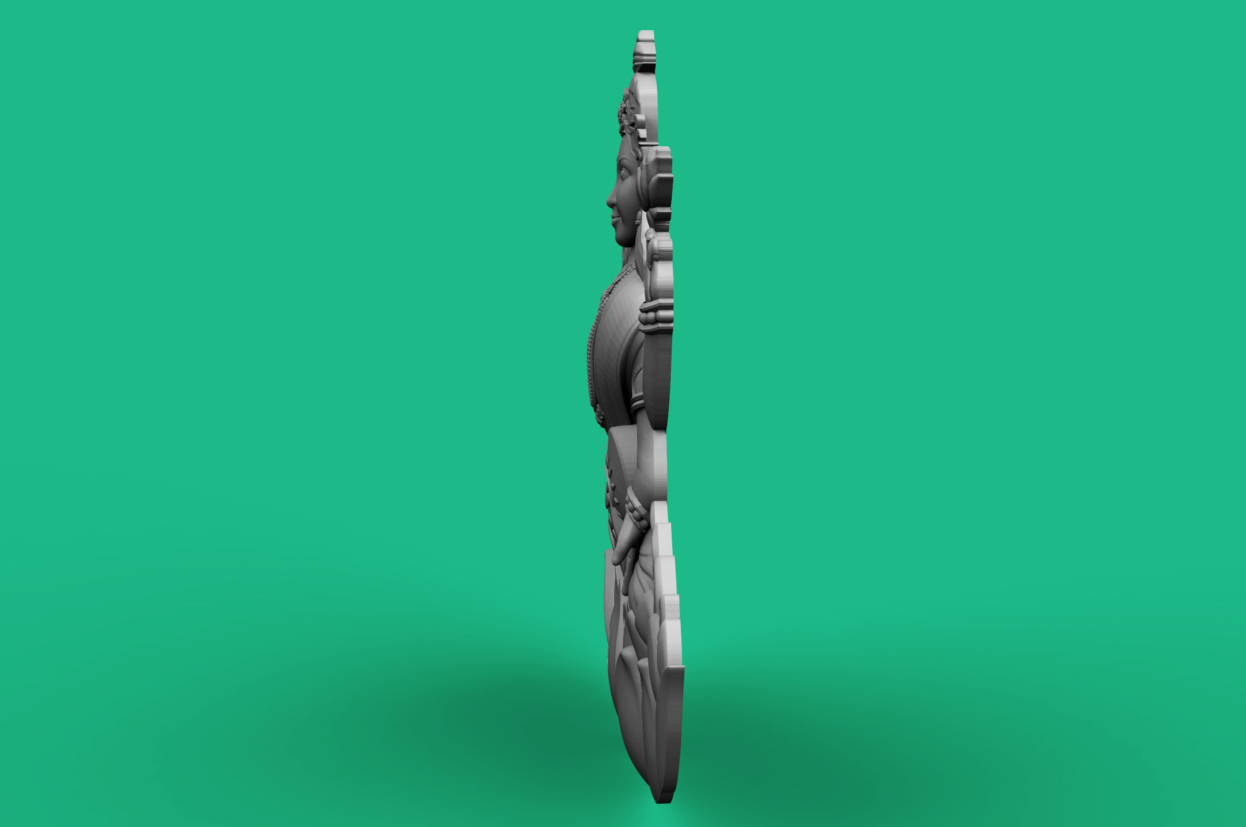 Goddess Laxmi Bas relief 3D print model_16