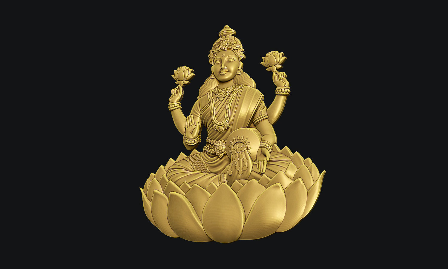 Goddess Laxmi Bas relief 3D print model_5