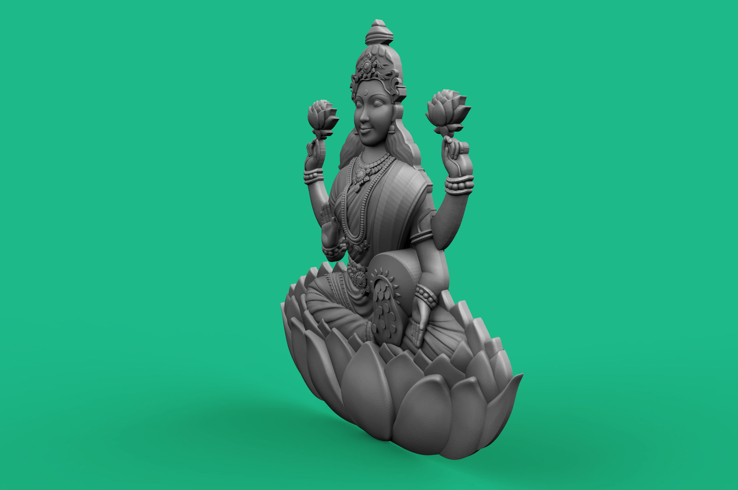 Goddess Laxmi Bas relief 3D print model_12