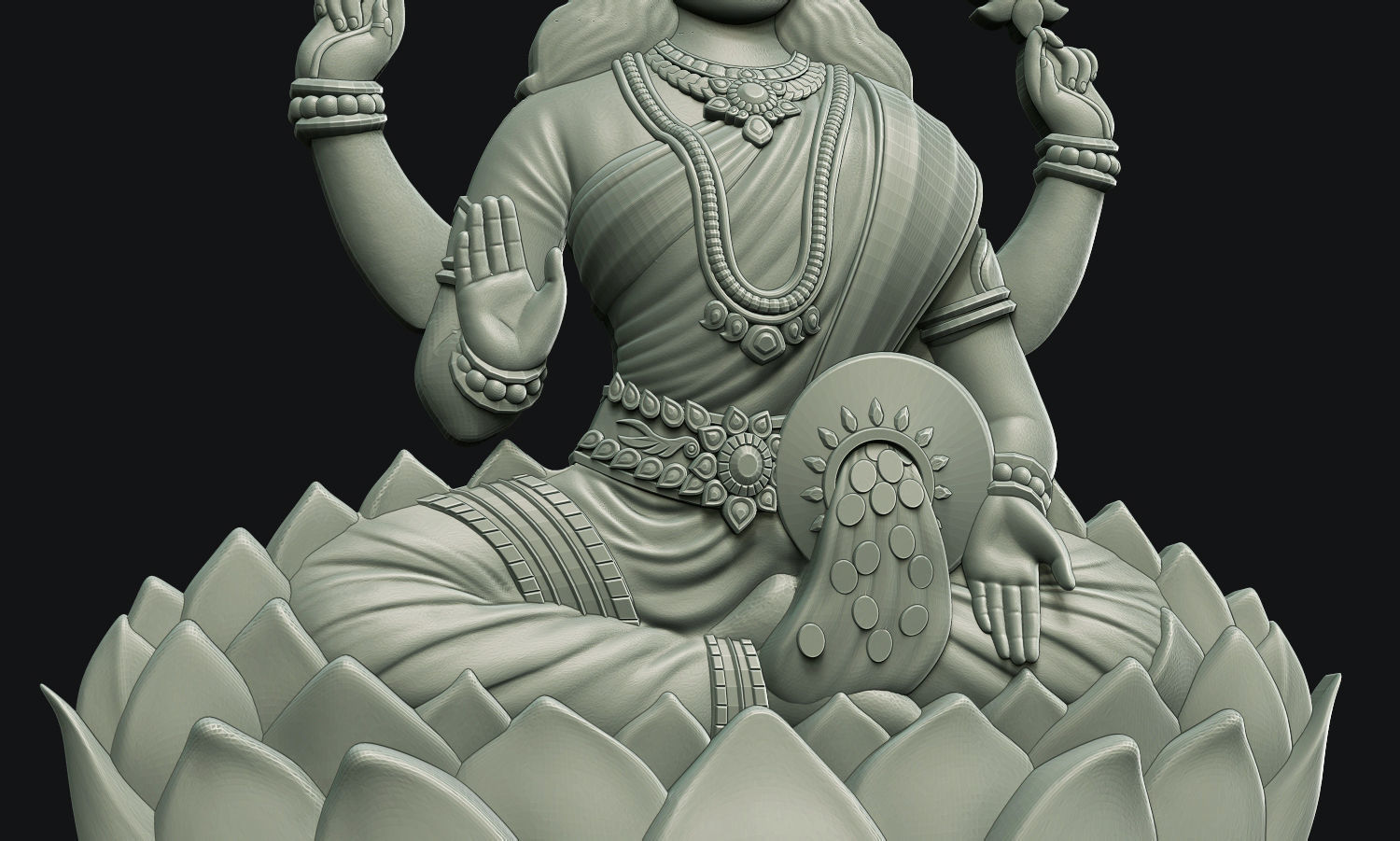 Goddess Laxmi Bas relief 3D print model_7