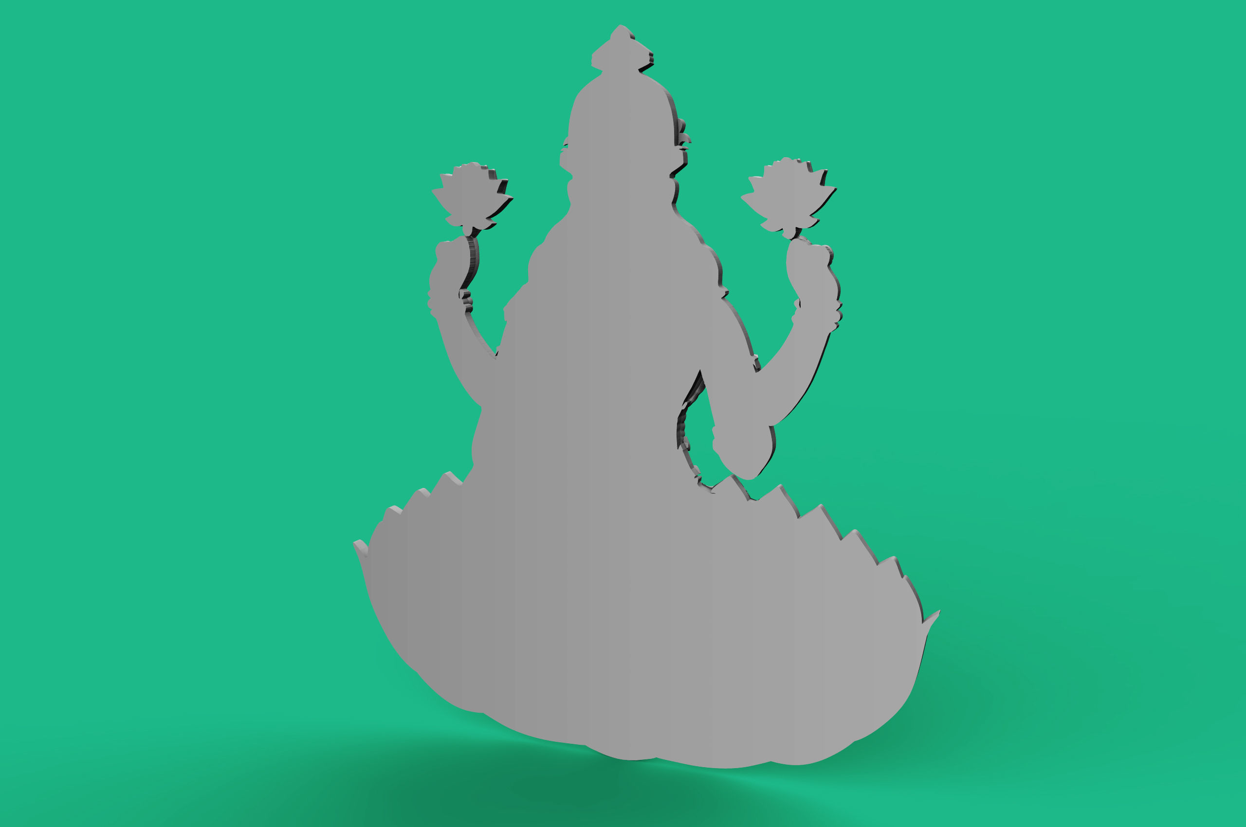 Goddess Laxmi Bas relief 3D print model_18