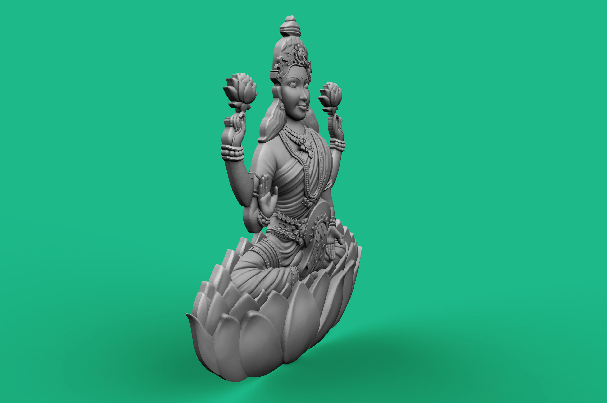 Goddess Laxmi Bas relief 3D print model_14