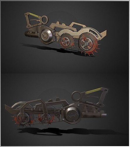 Circular sword a dieselpunk melee weapon Low-poly 3D model