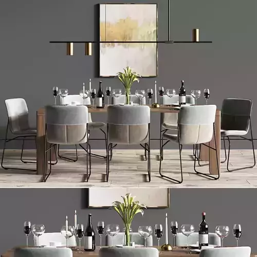 Dinning Set modern dining room 3D model