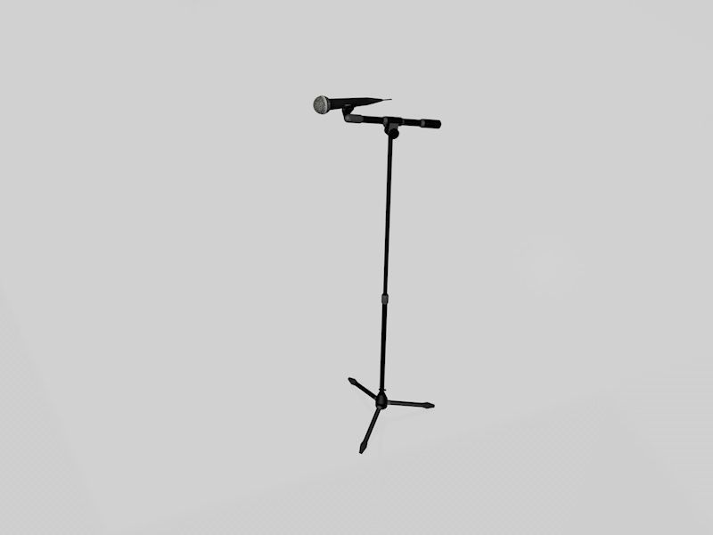 Microphones microphone stand with light 3D model_6
