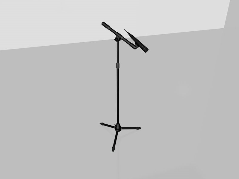 Microphones microphone stand with light 3D model_4