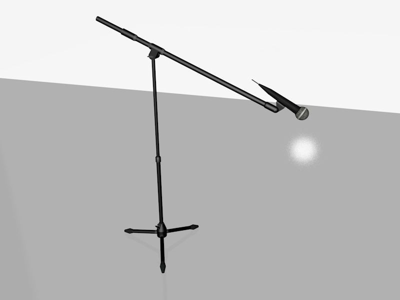 Microphones microphone stand with light 3D model_2