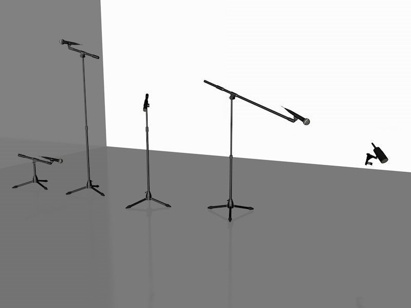 Microphones microphone stand with light 3D model_1